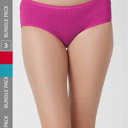 FashionRack Women Pack Of 3 Assorted Printed Cotton Hipster Briefs-image-96