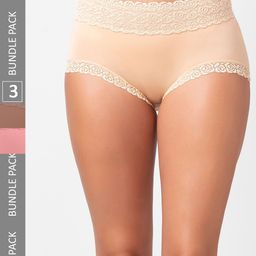 FashionRack Women Pack Of 3 Assorted Cotton Hipster Briefs-image-30