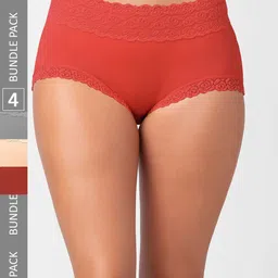FashionRack Women Pack Of 4 Assorted Cotton Hipster Briefs-image-102