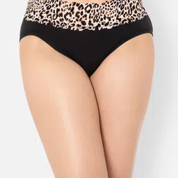 Clovia Mid Waist Animal Print Lace Cotton Hipster Briefs PN3283C133XL-35