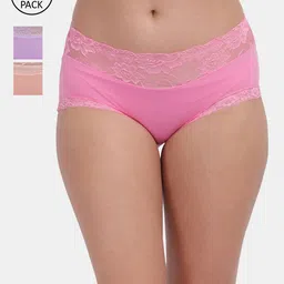 Amour Secret Women Pack of 3 Pink Solid Hipster Briefs P669_Pnk_Prl_Pch-Pink-Purple-image-57