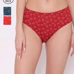 ABELINO Women Pack of 3 Printed Pure Cotton Hipster Briefs-image-88