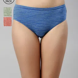 Enamor Women Pack of 3 Assorted Mid Waist Full coverage Cotton Antimicrobial Briefs-CH03-26