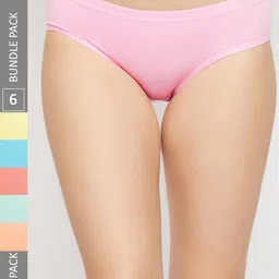SECRETS BY ZEROKAATA Women Pack of 6 Assorted Solid Cotton Basic Briefs-image-16