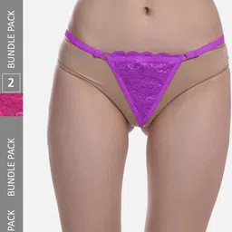 FIMS Women Pack Of 2 Anti Microbial Low Rise Thongs Briefs Net_Thong_Panty_PurpleRani_FS-picture-22