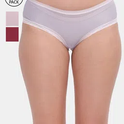 Amour Secret Women Maroon & Grey Pack Of 3 Solid Hipster Seamless Briefs-image-40