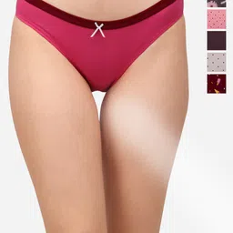 Soie Women Pack Of 6 Cotton Mid Rise Basic Briefs-image-62