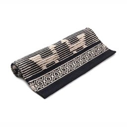DEMOCRACY HOMES Charcoal Grey & Beige Geometric Pattern Reversible Pure Cotton Floor Mat-0