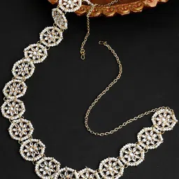 KARATCART Gold-Plated White Pearl & kundan Studded Kamarbandh-image-28