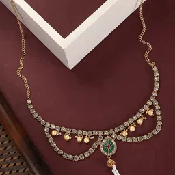 ANIKAS CREATION Cubic Zirconia Studded Waist Chain Saree Accessories-42