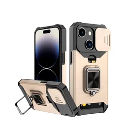 Luxury Kase LK177 Camera Slide Protection Card Holder Kickstand Solid iPhone 15 Back Case-image-13