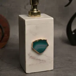 HOMEARTE Beige & Green Textured Marble Soap Dispense Bathroom Accessories-26