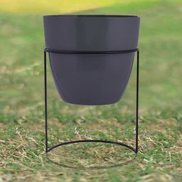 Kuber Industries Grey 2 Pieces Planters with Metal Stand-30