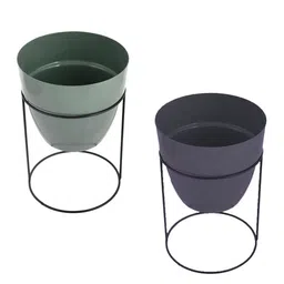 Kuber Industries Grey Set Of 2 Metal Planter With Stand image 2