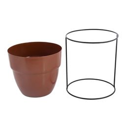 Kuber Industries Pack Of 2 Green & Brown Set Of 2 Metal Planter With Stand image 4