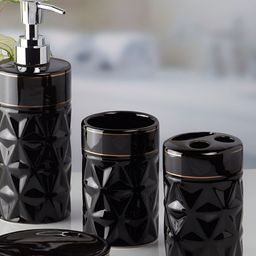 Kookee Black 4 pieces Abstract Ceramic Bath Accessories Set-19