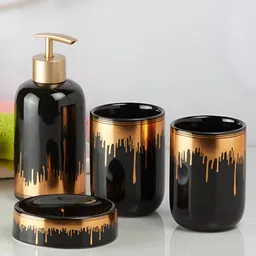 Kookee Black 4 piece Solid Ceramic Bath Accessories Set-17