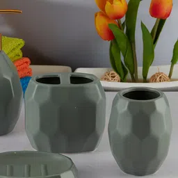 Kookee Green 4 piece Abstract Ceramic Bath Accessories Set-38