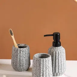 Nestasia Grey & Balck 3 Pieces Ceramic Bathroom Accessories-image-94