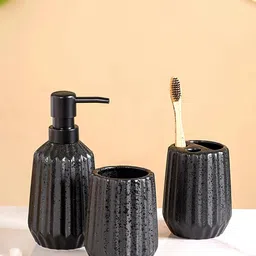 Nestasia Black 3 Pieces Ceramic Bathroom Accessories-50