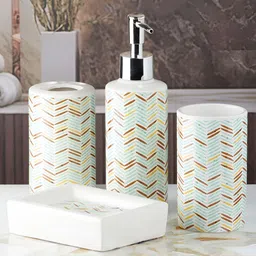 Kookee Multicoloured 4 Pieces Abstract Ceramic Bath Accessories Set image 4