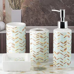 Kookee Multicoloured 4 Pieces Abstract Ceramic Bath Accessories Set image 2