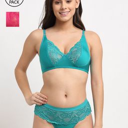 Friskers Pink & Blue Pack Of 2 Non Padded Lingerie Set-image-68