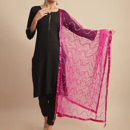 LOOM LEGACY Striped Thread Work Embroidered Dupatta-image-21