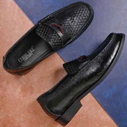 Cobblerz Men Textured Comfort Insole Leather Penny Loafers-image-98