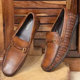 Liberty Men Textured Padded Insole Horsebit Loafers-14