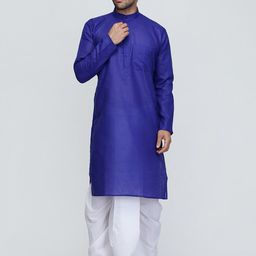ROYAL KURTA Mandarin Collar Pure Cotton Straight Kurta With Dhoti Pants-image-30