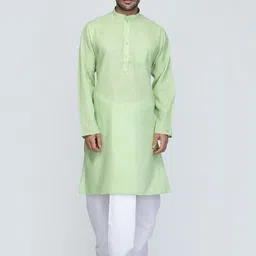 ROYAL KURTA Mandarin Collar Pure Cotton Straight Kurta With Dhoti Pants-image-24