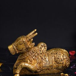 eCraftIndia Gold-Toned Solid Brass Nandi Figurine Showpiece-image-90