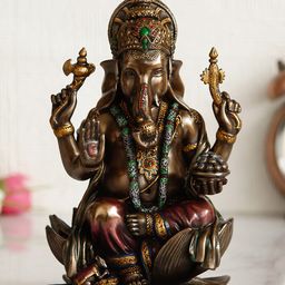eCraftIndia Brown Lord Ganesha Resin Figurine-image-50