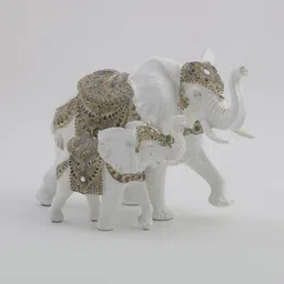 Home Centre Corsica White Polyresin Elephant with Baby Figurine-image-28