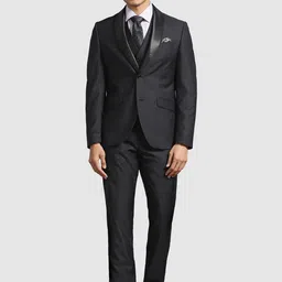 Blackberrys Slim-Fit Single-Breasted Blazer & Waistcoat With Trouser 3 Piece Formal Suit-picture-17