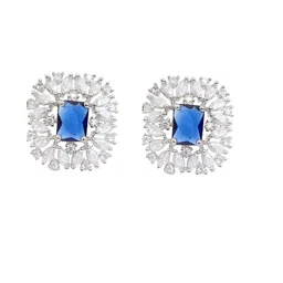 Zoey Silver-Plated Cubic Zirconia Stone Studded Drop Earrings image 2