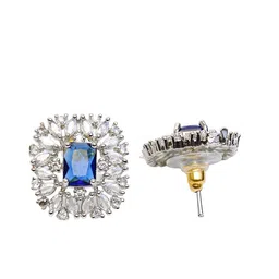 Zoey Silver-Plated Cubic Zirconia Stone Studded Drop Earrings image 3