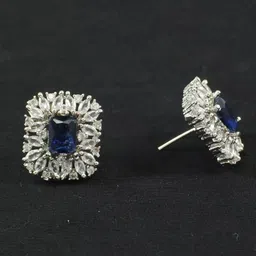 Zoey Silver-Plated Cubic Zirconia Stone Studded Drop Earrings image 4