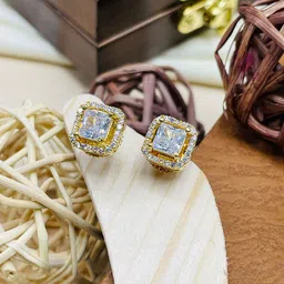ABDESIGNS Gold-Plated Square Studs Earrings-12