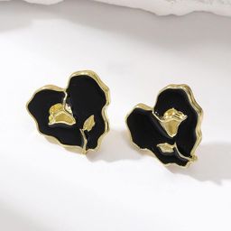 Krelin Gold-Plated Heart Shaped Enamel Stud Earrings-49