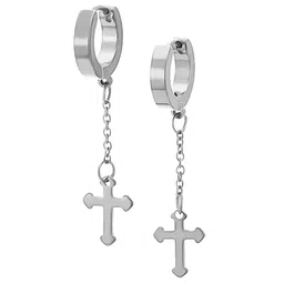 KRYSTALZ Stainless Steel Silver-Plated Contemporary Drop Earrings-12
