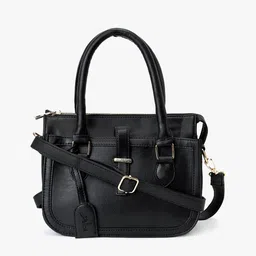 yelloe Black Structured Satchel Bag-52