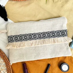 JASMEY HOMES Cotton Fringed Envelope Clutch-12