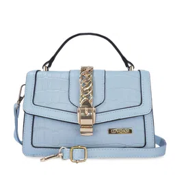 Luvoksi Blue Textured Structured Satchel-7