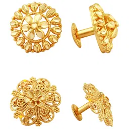 Vighnaharta Set Of 2 Gold-Plated Floral Shaped Studs Earrings-18