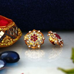 Vighnaharta Gold-Toned Floral Drop Earrings-image-30