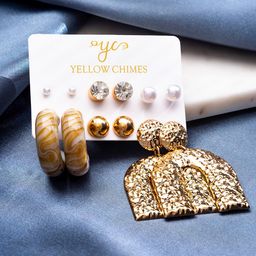 Yellow Chimes Multicoloured Contemporary Studs Earrings-4