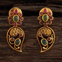 Kushal's Fashion Jewellery Gold-Plated Peacock Shaped Drop Earrings-15