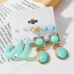 Yellow Chimes Multicoloured Contemporary Studs Earrings-7